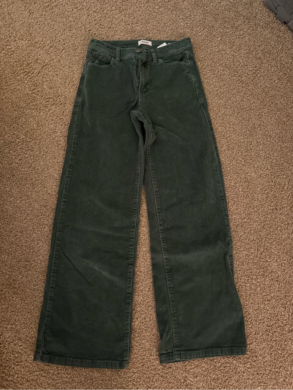 Kensie Forest Green High-Rise Wide-Leg Corduroy Pants